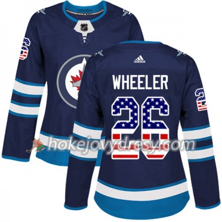 Dámské Hokejový Dres Winnipeg Jets Blake Wheeler 26 2017-2018 USA Flag Fashion Modrá Adidas Authentic
